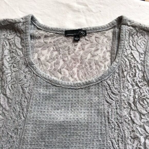 RXB Tunic Blouse Gray Small Lacy Long sleeved - Picture 5 of 11